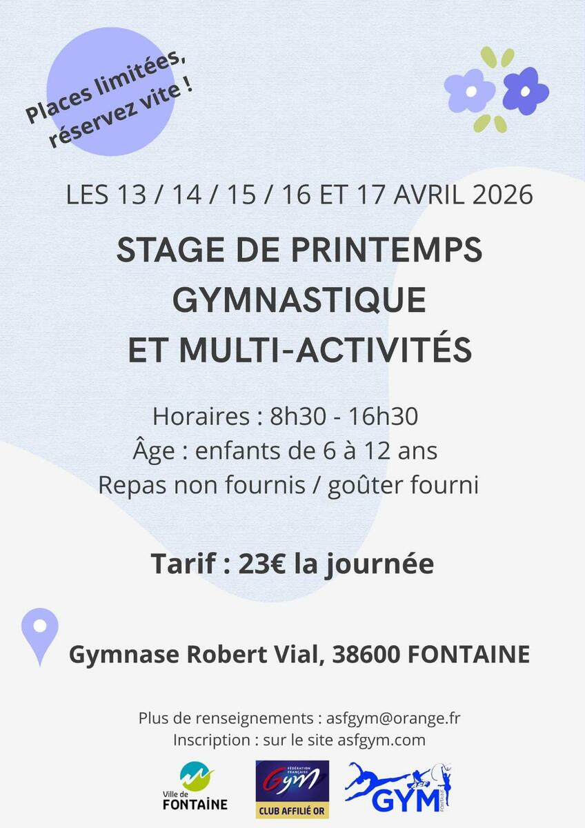Stage de printemps gymnastique et multi-activités 15 avril 2026