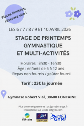 Stage de printemps gymnastique et multi-activités 10 avril 2026
