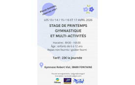 Stage de printemps gymnastique et multi-activités 16 avril 2026